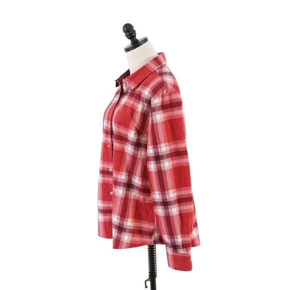 Lee Riders Red Plaid Large Flannel Collared Button Front Shirt - Picture 5 of 9